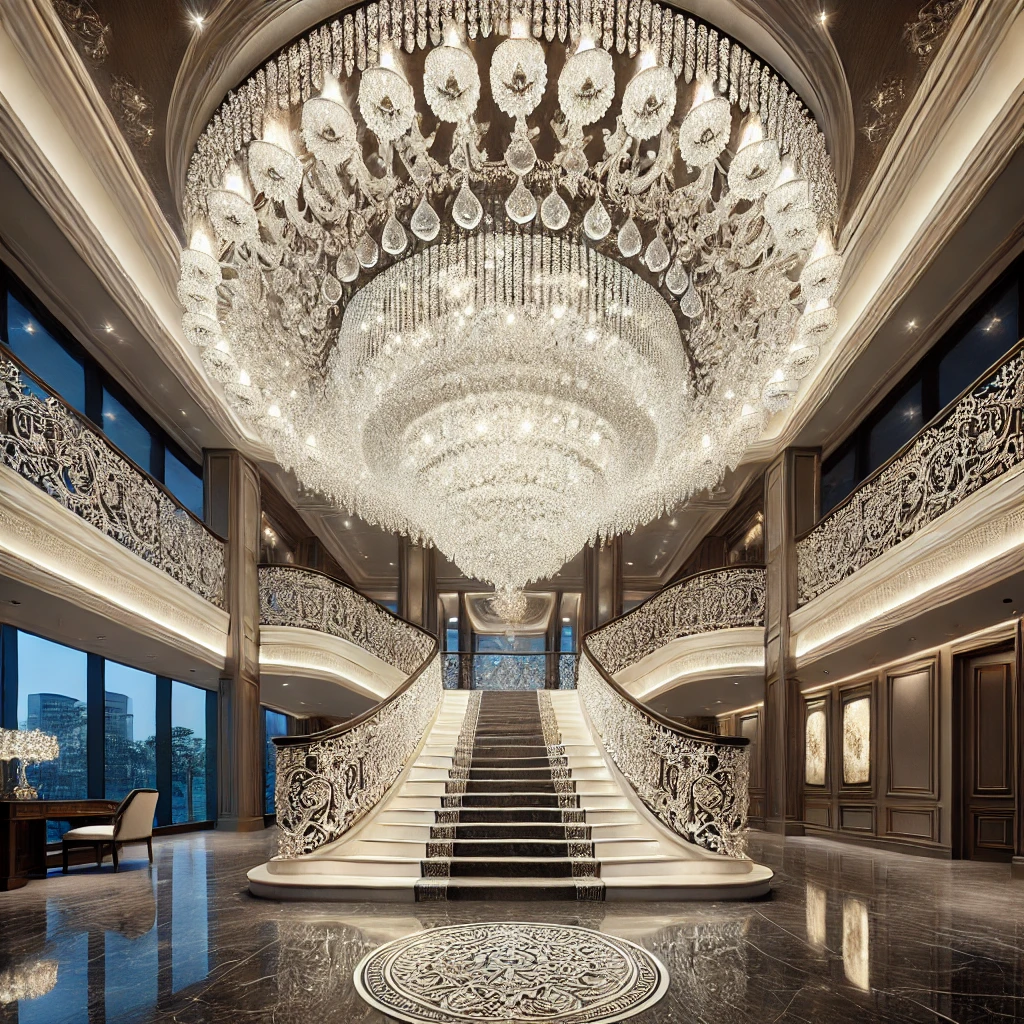 02 - Stairway With Grand Crystal Ideas For Luxurious Feel