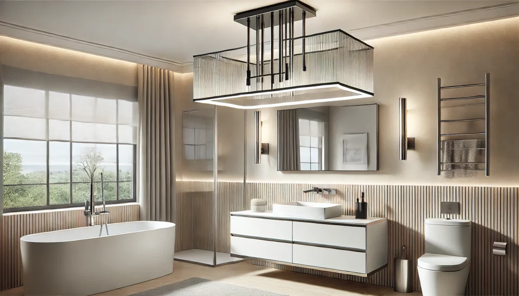 Bathroom With Minimalist Chandeliers Ideas - 03