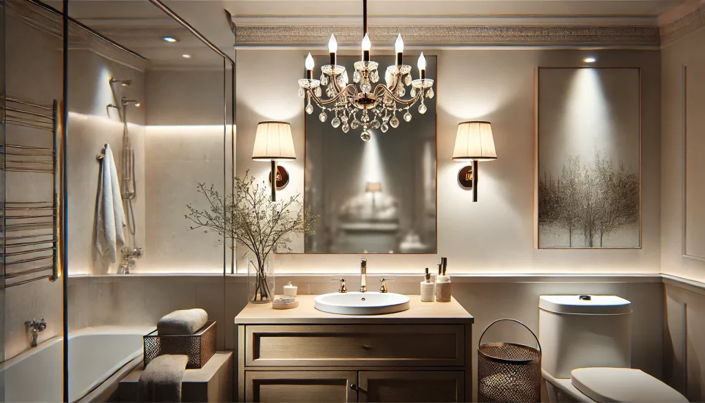 Bathroom With Small Chandeliers Ideas - 06