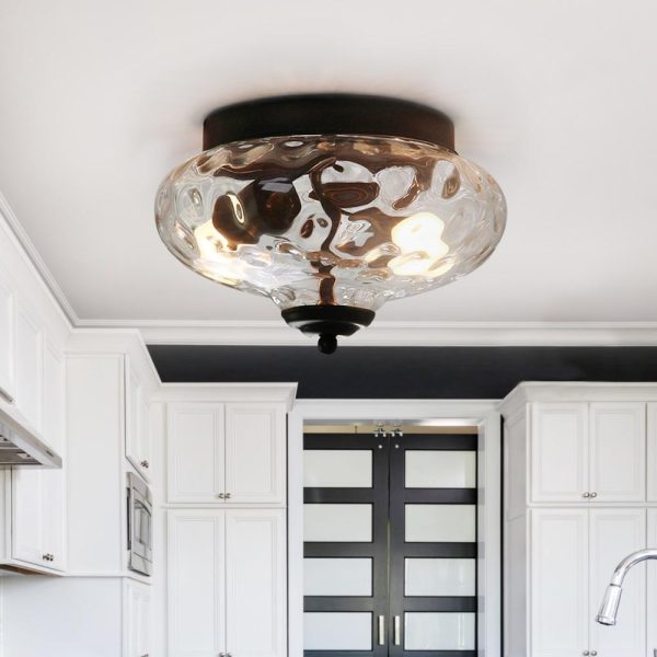 Hammered Glass Flush Mount Ceiling Light