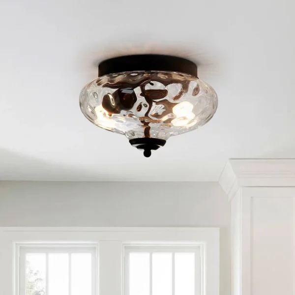 Hammered Glass Flush Mount Ceiling Light - Image 2