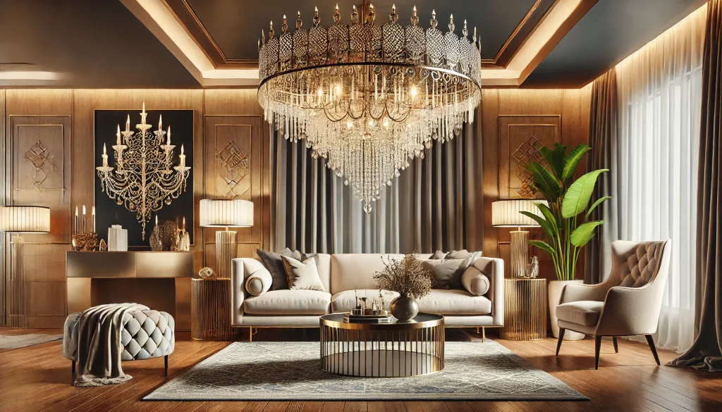 Living Room With Statement Chandeliers Ideas - 02