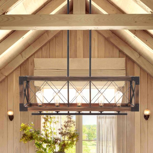 Rustic Farmhouse Rectangular Chandelier - Image 2